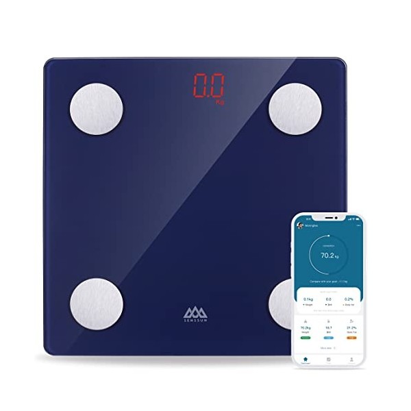 SENSSUN Pèse-personne numérique de salle de bain, balance de graisse corporelle Bluetooth intelligente, moniteurs de composit
