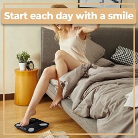 Retoo Pèse-personne numérique Bluetooth avec analyse corporelle, verre trempé, avec application iOS & Android, Smart Balance 