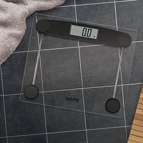 Salter 9208 BK3R Pèse Personne Numérique - Balance Personnelle Électronique en Verre Renforcé, Écran Facile à Lire, Lecture d