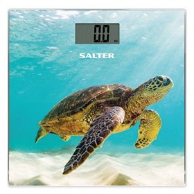 Salter 9225 TR3R Pèse Personne Numérique, Balance Personnelle Électronique en Verre, Motif Tortue, Plateau Ultra-Fin, Écran L