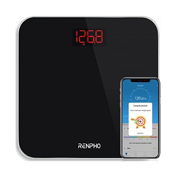Pèse-Personne Digitale Intelligent, RENPHO Balance Connecté avec BMI, Pèse Personne Bluetooth avec Application Pour Smartphon