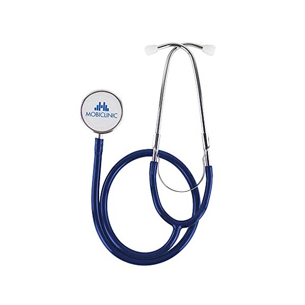 Mobiclinic®, Stéthoscope, Stéthoscope de Diagnostic, Stetoscope adulte professionnel, Une cloche, Bleu marine