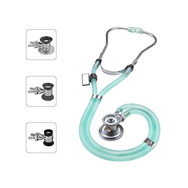 MDF Stéthoscope Sprague Rappaport - Pavillon Double et Interchangeable pour Adultes, Enfants et Nourrissons - Tout Noir MD