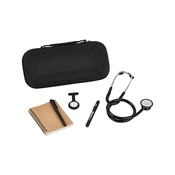 Kit stéthoscope | Comprend un stéthoscope, une montre gousset, une lampe de poche, un étui de stéthoscope rigide, un stylo et