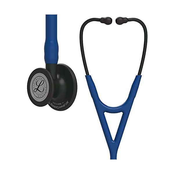 3M Littmann Stéthoscope de Diagnostic Cardiology IV, Tubulure Bleu Marine, Black Edition, 69 cm, 6168