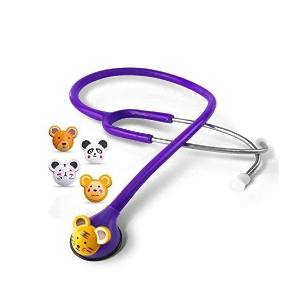 SCIAN dessin animé animal Design stéthoscope pour les cliniciens enfants, stéthoscope multicolore pour les enfants Bleu fonc