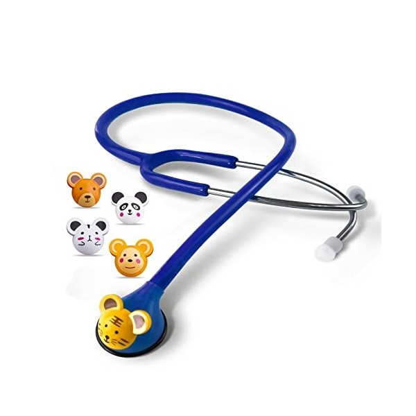 SCIAN dessin animé animal Design stéthoscope pour les cliniciens enfants, stéthoscope multicolore pour les enfants Bleu fonc