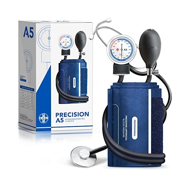 AIESI® Sphygmomanomètre Manuel Professionnel Anéroïde Tensiomètre classique pour les adultes avec stéthoscope PRECISION A5, G