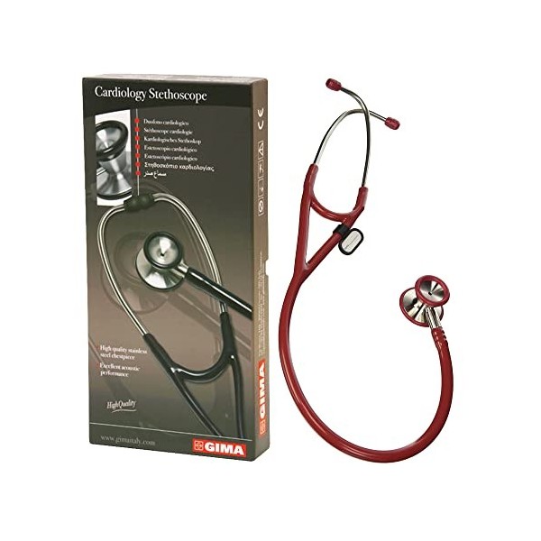 Gima - Stéthoscope de cardiologie classique avec tête en acier inoxydable, cloche en forme de cône pour basses fréquences, me