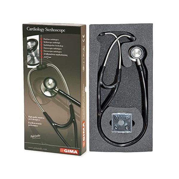 Gima - Stéthoscope de cardiologie classique avec tête en acier inoxydable, cloche en forme de cône pour basses fréquences, me