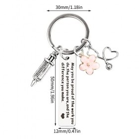 Vesaneae Infirmière Porte-clés Suspendu Pendentif en Métal,Infirmière Porte-clés avec Seringue Bonnet et Stéthoscope,Médecin 