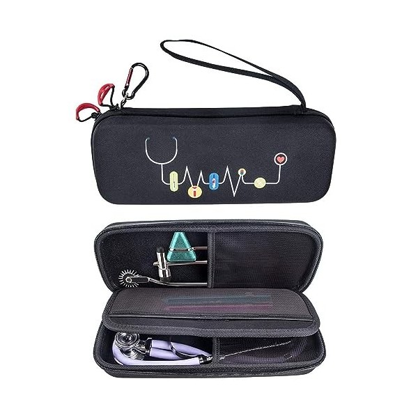 KT-Case Étui pour stéthoscope, compatible avec stéthoscope 3M Littmann 5803 Classic III, sac de voyage Omron ADC Dixie EMS Bo