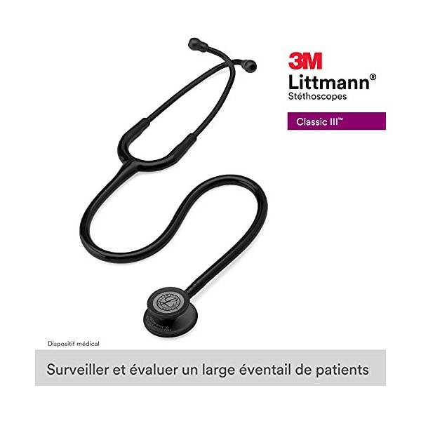 3M Littmann Stéthoscope de Surveillance Classic III, Tubulure Noire, Black Edition, 69 cm, 5803