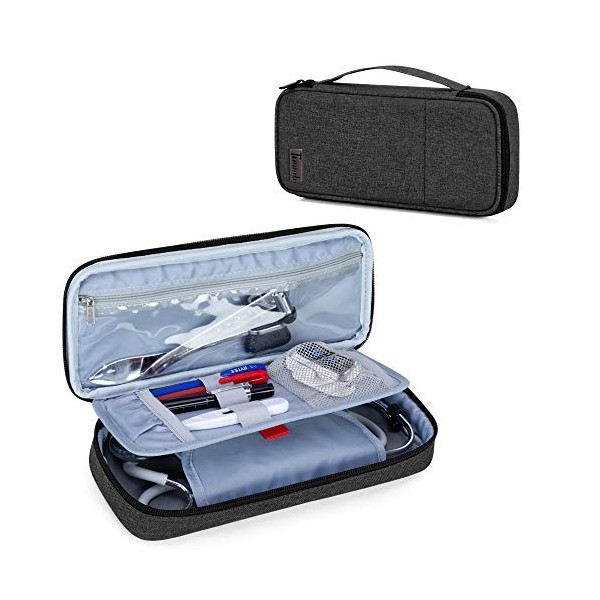 Trunab Sac Stethoscope Etui Stéthoscope Trousse Gris avec Pochette Intérieur, Compatible avec 3M Littmann/MDF/ADC et Autres A