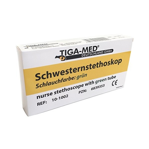 Tiga-Med Stéthoscope à tête plate Vert