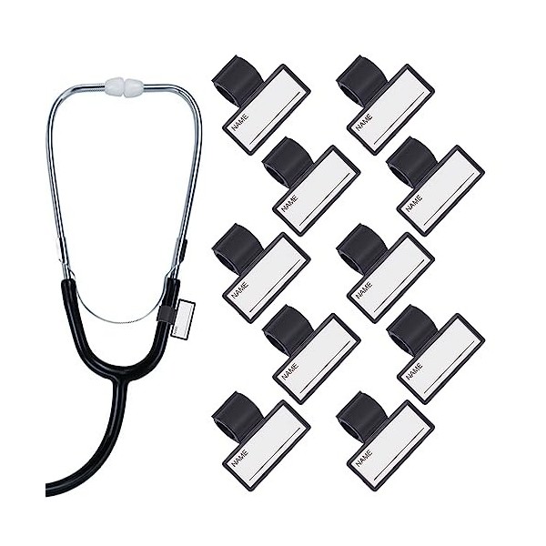 AMIJOUX 10 PCS Étiquette de Nom de Stéthoscope en Plastique, Clip de Cartes de Tube de Stéthoscope de Nom DIdentification, R