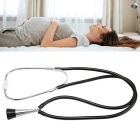 Stéthoscope Noir avec Récepteur en Silicone, Stéthoscope Cardiaque Fœtal en Alliage Daluminium pour les Infirmières, les Méd