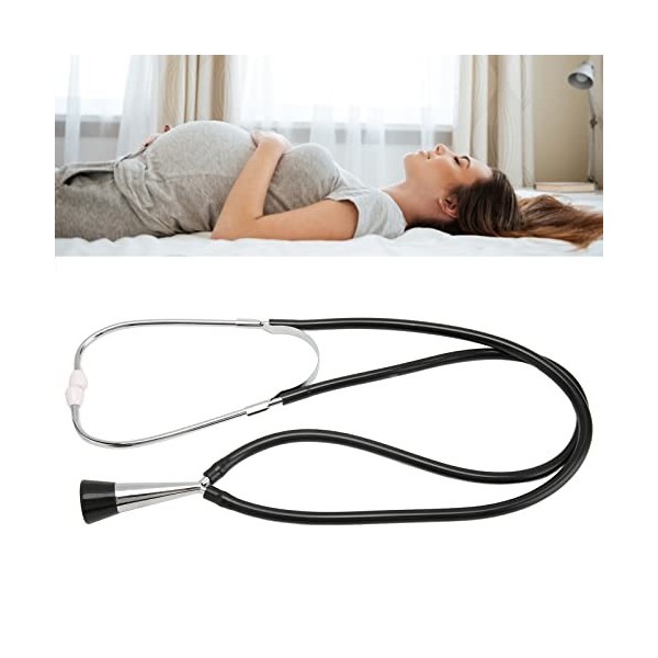 Stéthoscope Noir avec Récepteur en Silicone, Stéthoscope Cardiaque Fœtal en Alliage Daluminium pour les Infirmières, les Méd