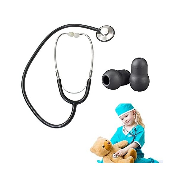 Stéthoscope Enfant Jouet,Stéthoscope Factice,Stéthoscope Noir,Mini Stéthoscope,Jouet de Stéthoscope de Travail pour Cosplay,É