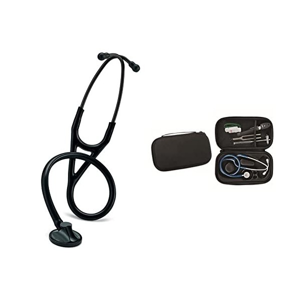 3M Littmann Stéthoscope Master Cardiology 2161 Noir - Black Edition + GIMA ÉTUI CLASSIC pour stéthoscope - noir.