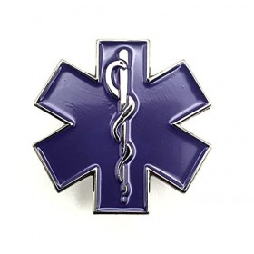 Badge à épingle en métal émaillé violet avec tige dAsclépius pour soins infirmiers et hôpitaux médicaux, Métal