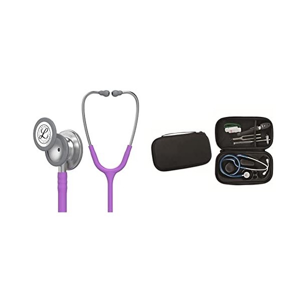 3M Littmann Stéthoscope de Surveillance Classic III, Tubulure Lavande, 69 cm, 5832 + GIMA ÉTUI CLASSIC pour stéthoscope - noi