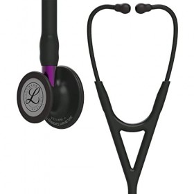 3M Littmann Stéthoscope de Diagnostic Cardiology IV, Tubulure Noire, Black Edition, Base Violet, 69 cm, 6203 + GIMA ÉTUI CLAS