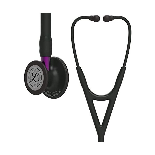 3M Littmann Stéthoscope de Diagnostic Cardiology IV, Tubulure Noire, Black Edition, Base Violet, 69 cm, 6203 + GIMA ÉTUI CLAS