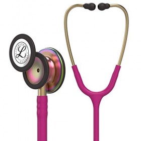 3M Littmann Stéthoscope de Surveillance Classic III, Tubulure Framboise, Rainbow Edition, 69 cm, 5806 + GIMA ÉTUI CLASSIC pou