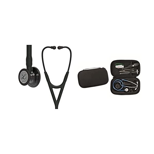 3M Littmann Stéthoscope de Diagnostic Cardiology IV, Tubulure Noire, Édition Smoke Brillant, Base Noire et Lyre Noire, 69 cm,