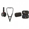 3M Littmann Stéthoscope de Diagnostic Cardiology IV, Tubulure Noire, Black Edition, Base Rouge, 69 cm, 6200 + GIMA ÉTUI CLASS