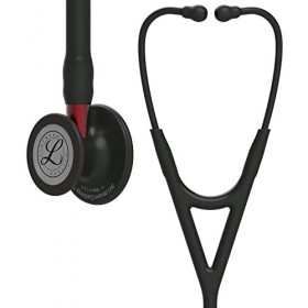 3M Littmann Stéthoscope de Diagnostic Cardiology IV, Tubulure Noire, Black Edition, Base Rouge, 69 cm, 6200 + GIMA ÉTUI CLASS