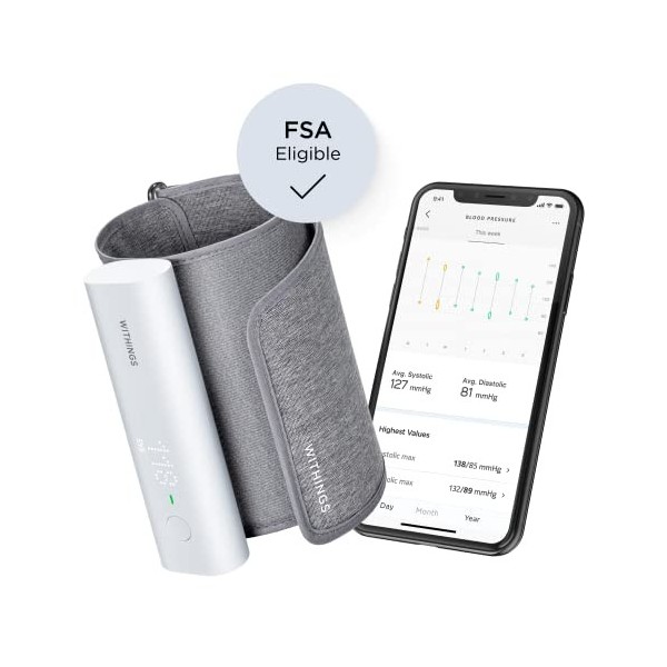 Withings BPM Connect - Tensiomètre Électronique à Bras, Tensiometre Bras, Appareil Pour Mesurer La Tension, Brassard Tensiome