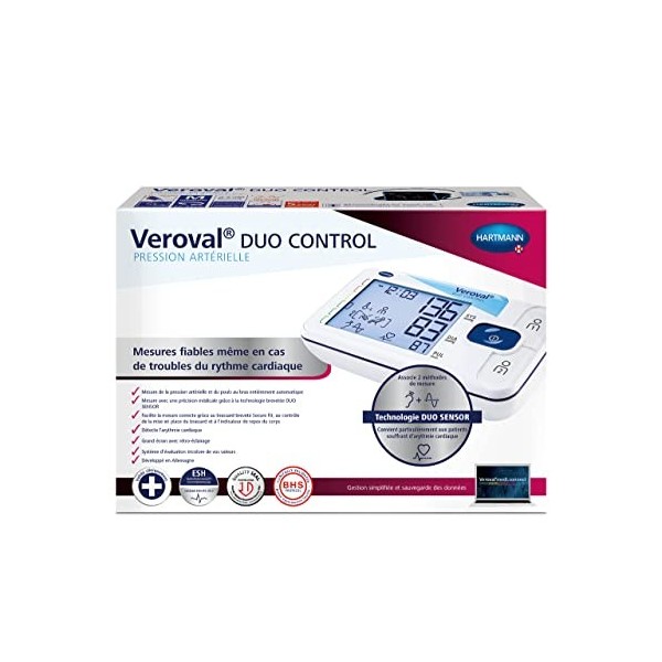 Veroval duo control Tensiomètre de bras : le tensiomètre au bras pour des mesures fiables même en cas darythmies cardiaques 