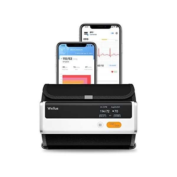 Wellue Armfit Plus Tensiomètre Bluetooth avec ECG, Tensiomètre Bras Electronique, Grand brassard, APP de Connexion Bluetooth 