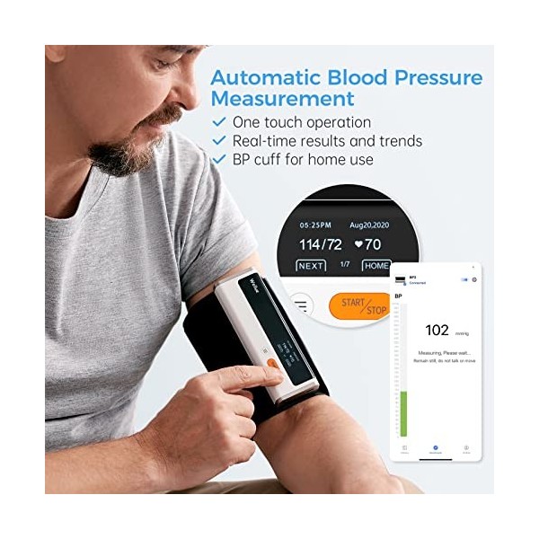 Wellue Armfit Plus Tensiomètre Bluetooth avec ECG, Tensiomètre Bras Electronique, Grand brassard, APP de Connexion Bluetooth 