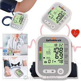 NTEK Tensiomètre numérique argenté pour le haut du bras, moniteur de pression artérielle avec grand brassard réglable 2242 c