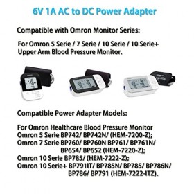 Amzfwing 6V 1a 1000mA AC à DC Adaptateur Secteur Chargeur pour OMRON tensiomètre.