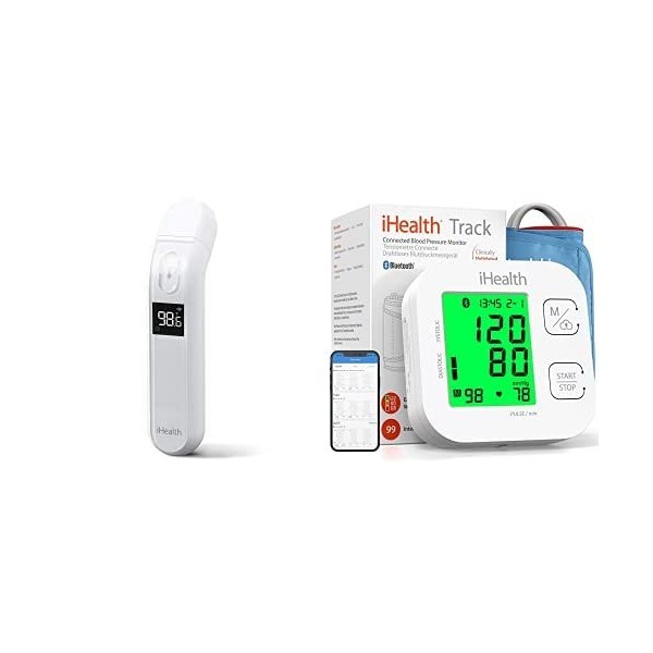 Kit iHealth thermomètre pour adultes par ihealth, thermomètre infrarouge pour de forehead et ihealth Track - Tensiomètre Bras