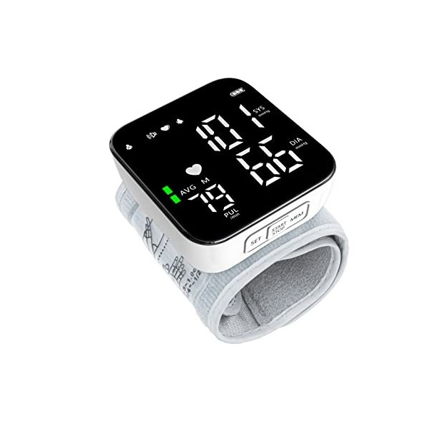 Tensiomètre automatique - Tensiomètre poignet précis écran LCD portable avec étui de rangement et brassard réglable alimenté 