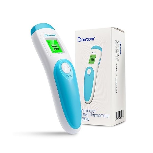 Berrcom Thermomètre Frontal Pour Bébé ou Adulte Thermomètre Infrarouge sans Contact de Qualité Médicale Pour Objets Chambre, 