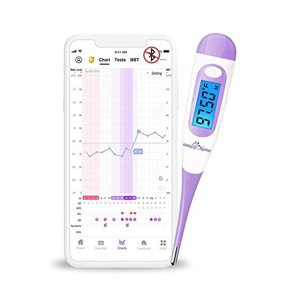 Thermomètre Basal Ovulation Symptothermie Oral: Easy@Home Thermomètre Basal Deux Decimales Suivi dovulation Et Cycle avec Pr