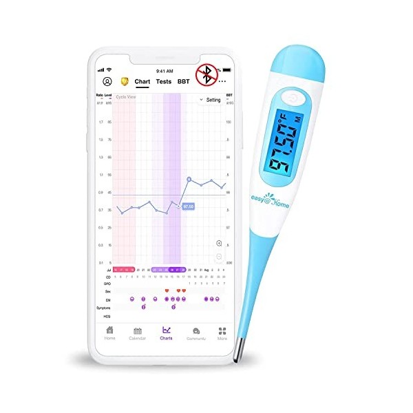 Thermomètre Basal Ovulation Symptothermie Oral: Easy@Home Thermomètre Basal Deux Decimales Suivi dovulation Et Cycle avec Pr