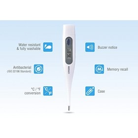 Citizen CTA303 Thermomètre antibactérien médical numérique résistant à leau avec alarme de fièvre, lecture précise et rapide