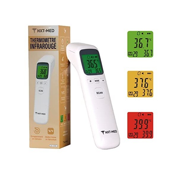 NXT-MED Thermomètre frontal infrarouge sans contact, Thermometre Médical Multifonction mode Corps et Surface, Thermomètres po