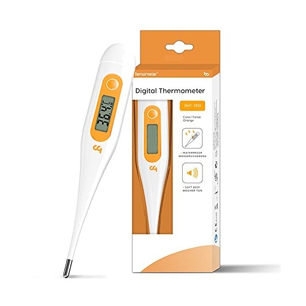 Femometer Thermomètre Buccal Médical, Thermomètre pour Fièvre, Thermomètre Oral ou sous les Aisselles pour Adultes et Enfants