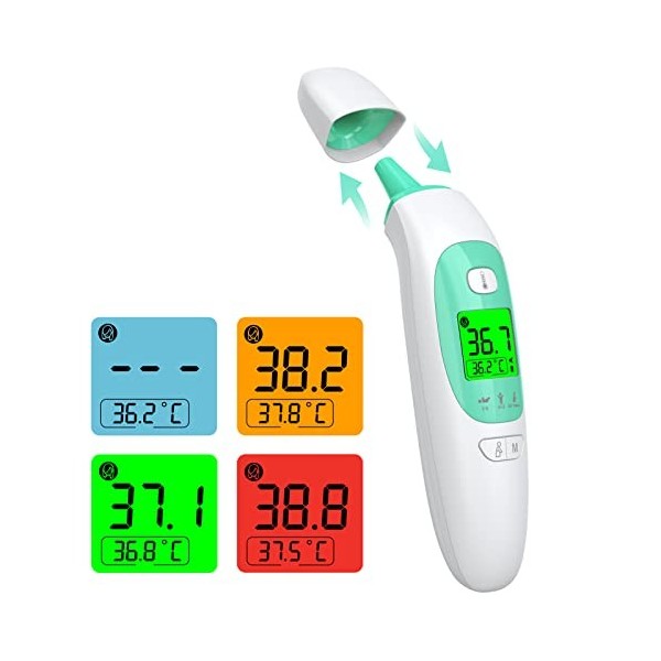 Kkmier Thermometre Frontal et Auriculaire, Médical sans Contact, Or