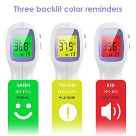 Thermomètre Frontal Adulte IDOIT Thermometre Infrarouge avec Alerte Fièvre 2 en 1 Thermometre sans contact frontal avec Fonct