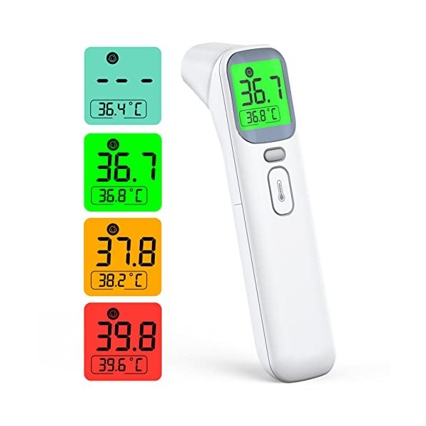 Thermomètre sans Contact, KKmier Thermometre Frontal Adulte, Thermometre  Médical Frontal pour Bébés, Enfants, Adultes et Objects, Alarme de