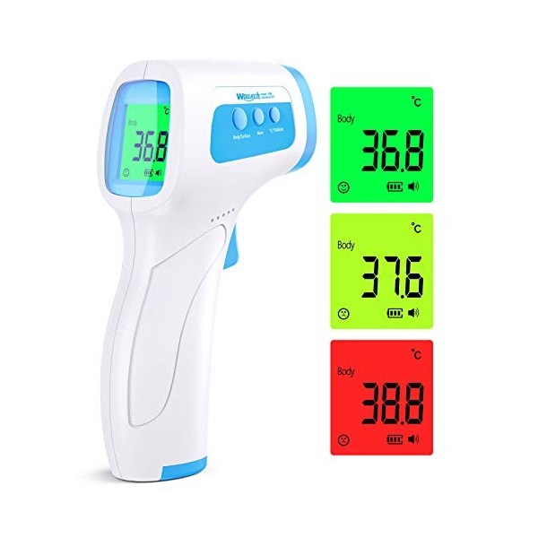 Thermomètre Frontal Adulte, Wawech Thermometre Infrarouge pour Adulte Enfant, Thermometre sans contact, Écran LCD, Fonction M